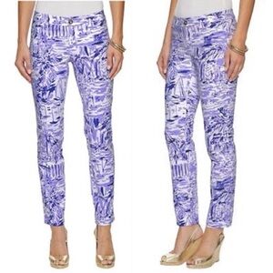 Lilly Pulitzer Kelly Skinny Ankle Pants in Lilac Verben Rock the Dock Purple 10